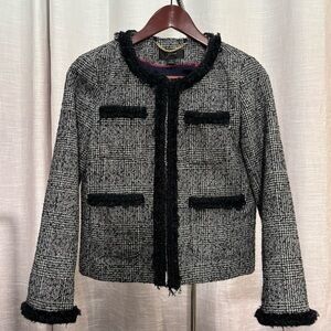 J. Crew Black and Gray Tweed Blazer